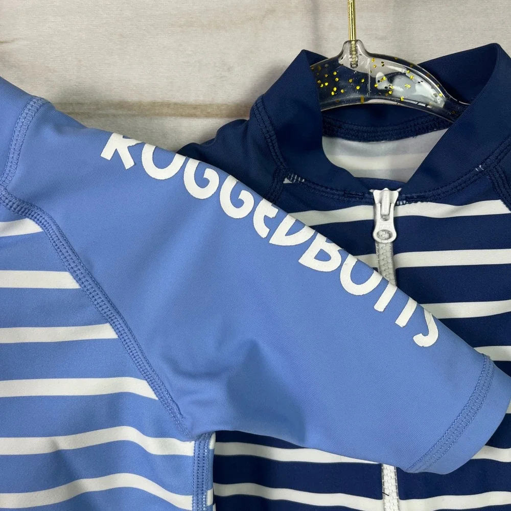 RuggedButts‎ 3-6M set 2 Baby Striped Rash Guard Swimsuit Zip Up Sunsuit Swimsuit